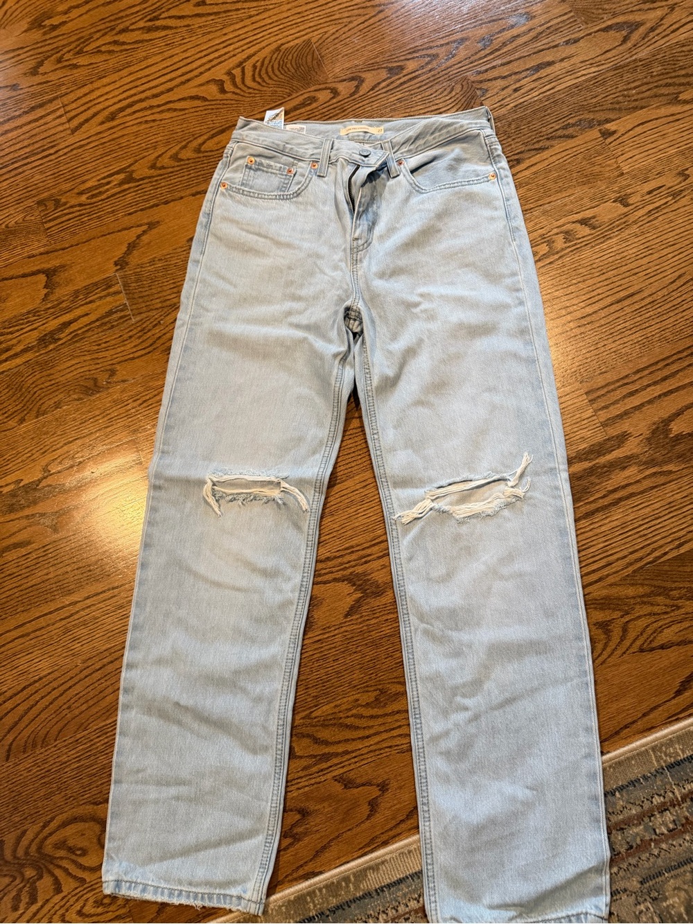 Levi's Light Wash Blue Distressed Straight-Leg Jeans